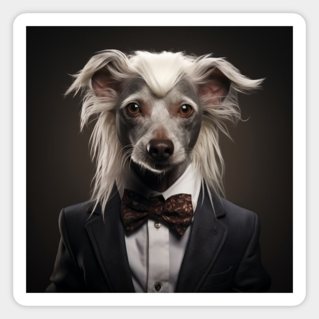 Chinese Crested Dog in Suit Magnet by Merchgard